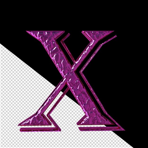 PSD karbowana fioletowa litera symbolu x