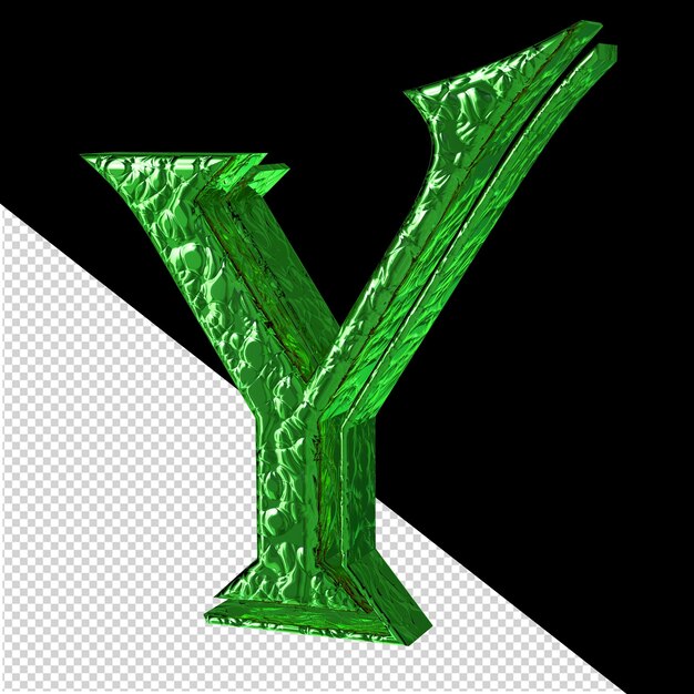 Karbowany Zielony Symbol Widok Z Prawej Strony Litera Y