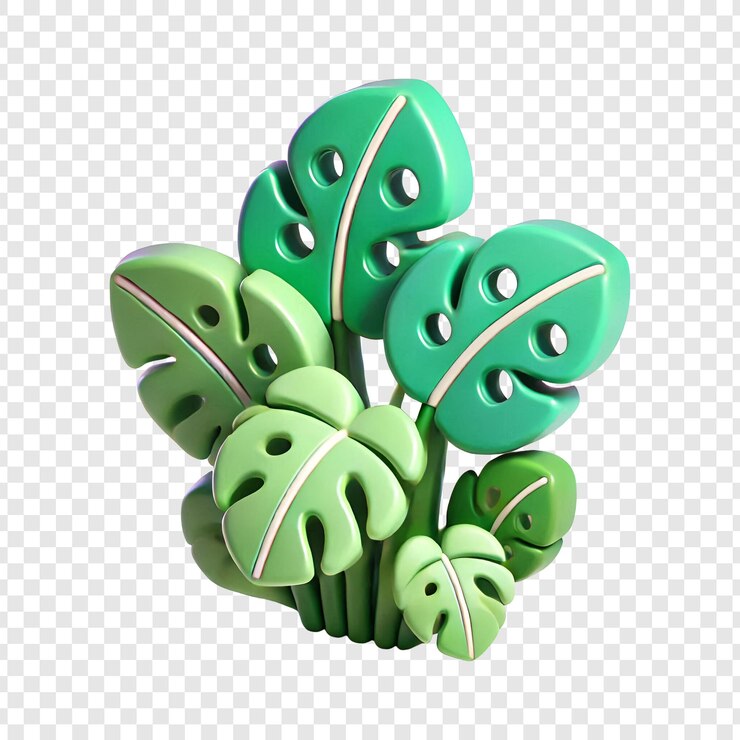 PSD karikaturowa 3d monstera deliciosa izolowana na przezroczystym tle