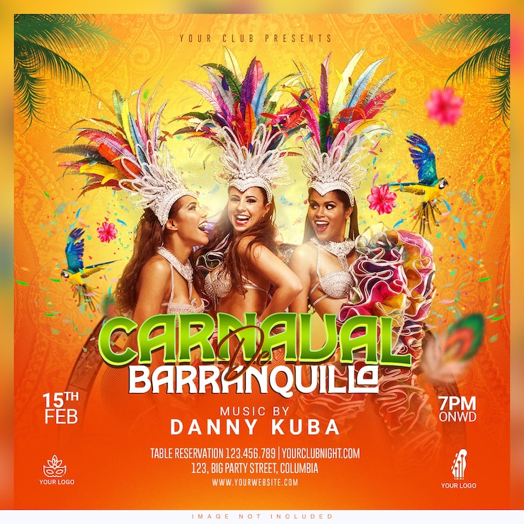 PSD karnawał de barranquilla flyer