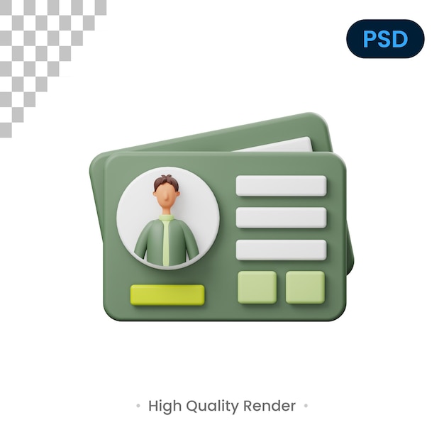 PSD karta id ilustracja renderowania 3d premium psd