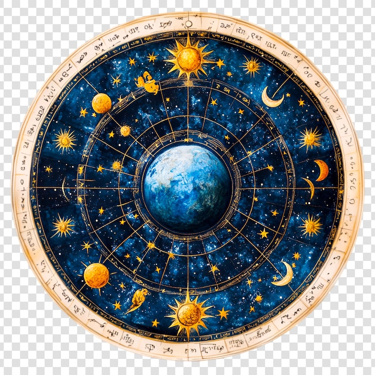 PSD karta niebiańska z znakami zodiaku i gwiazdami
