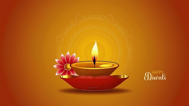 Karta powitalna na festiwal Diwali z lampą kwiatową