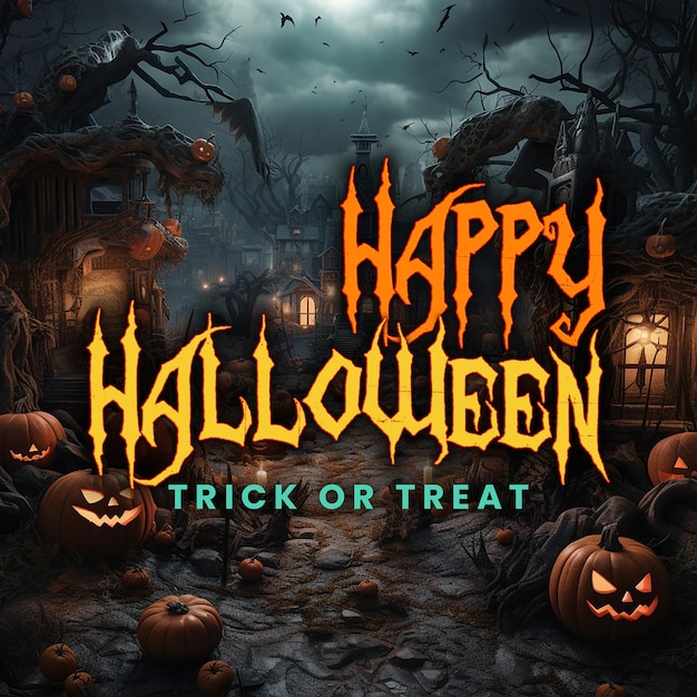 Karta Z Pozdrowieniami Wesołego Halloween Psd życzenia Na Halloween Tekst Wesołego Halloween I Cytat Cukierek Albo Psikus