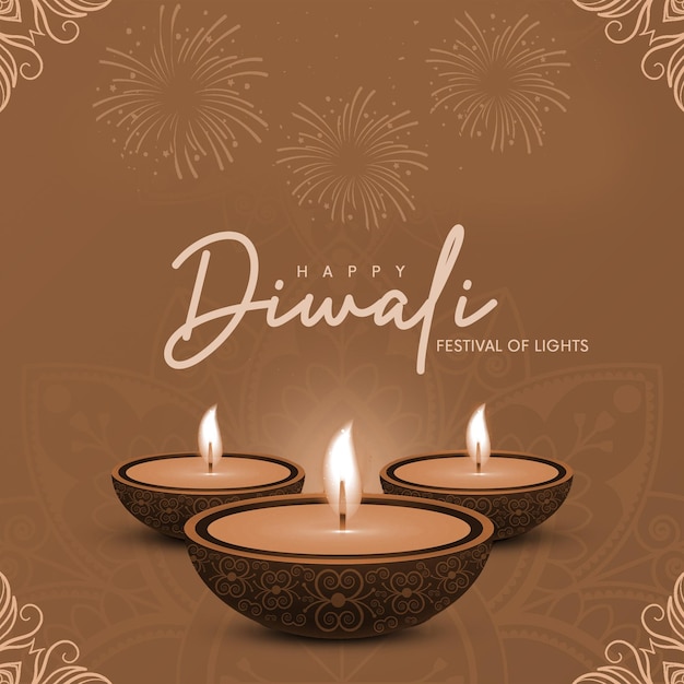 Karta życzeń Diwali post w mediach społecznościowych z elementem festiwalnego projektu