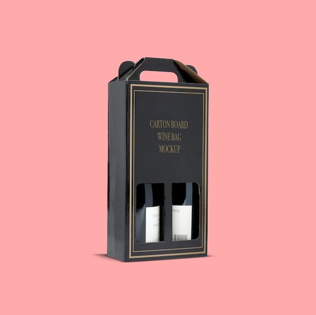 PSD kartonnen bord met winebag mockup