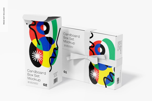 Kartonnen dozenset Mockup Hoge hoekweergave