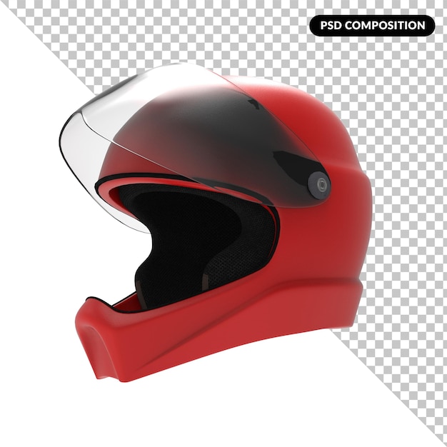 Kask motocyklowy na białym tle renderowania 3d