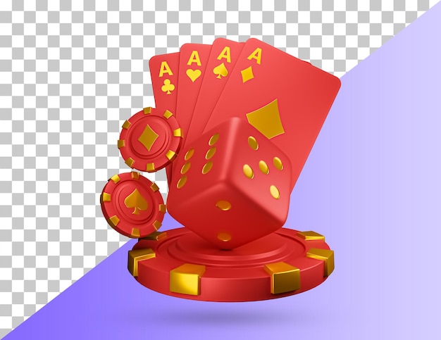 Kasyno karty poker blackjack bakarat 3d ikona. Żetony do gry w kasynie, karty zakładów, elementy zakładów żetony do pokera