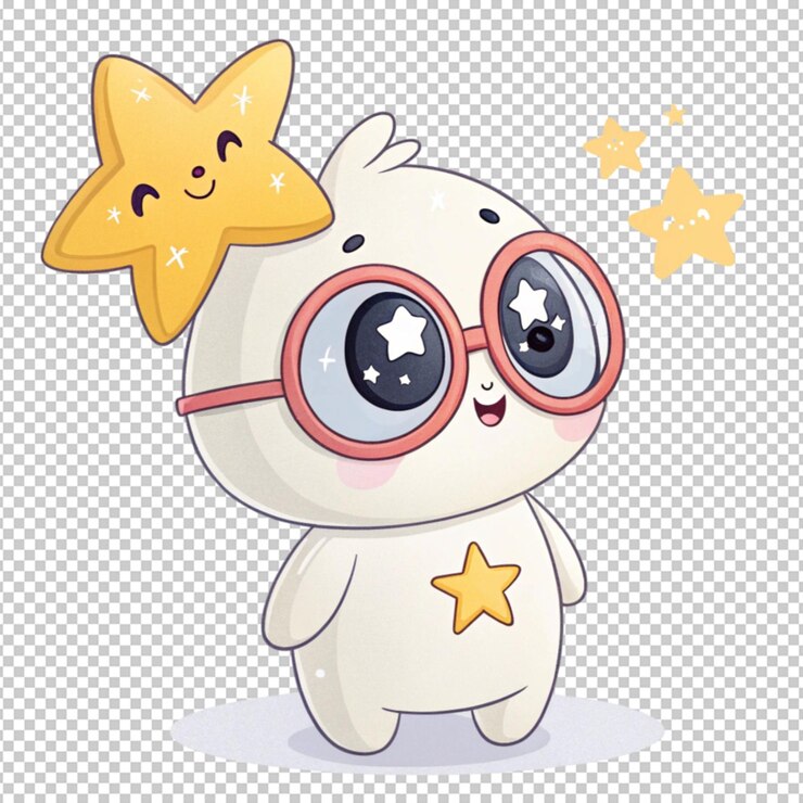 PSD 3d-фотография kawaii на прозрачном фоне