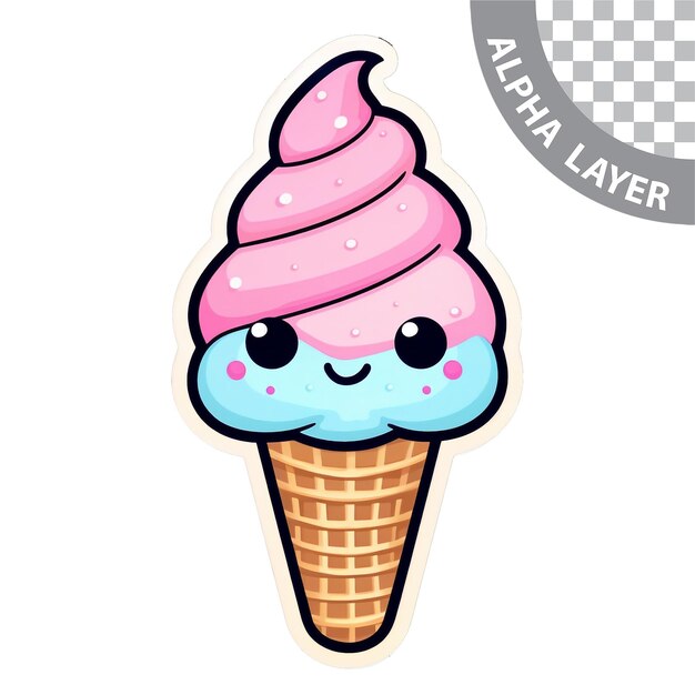 PSD adesivo gelato kawaii