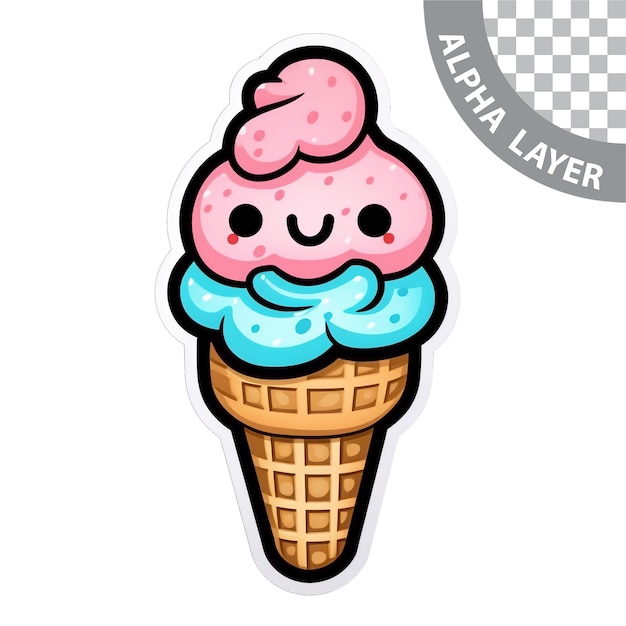 PSD kawaii ice cream sticker