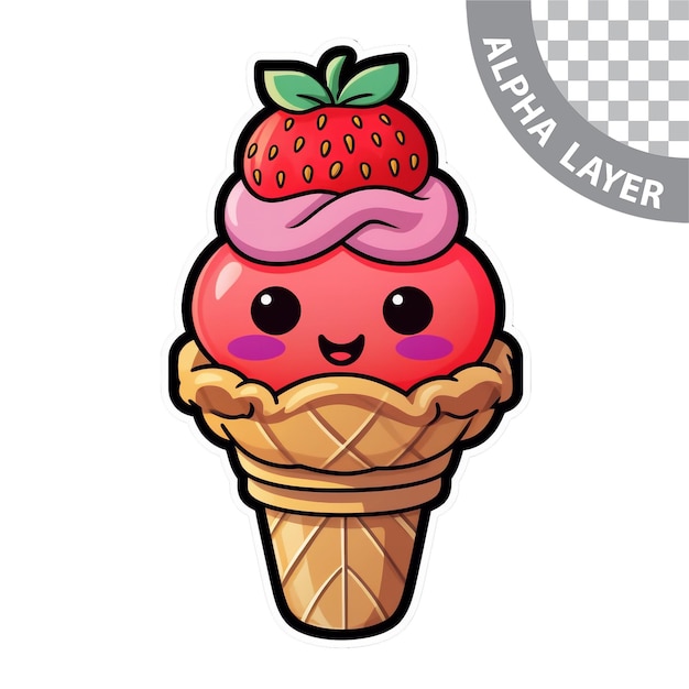 PSD kawaii ice cream sticker