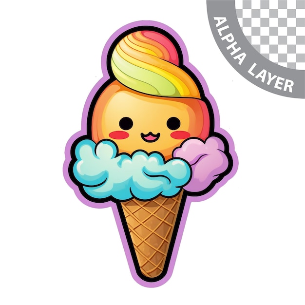 PSD kawaii ice cream sticker