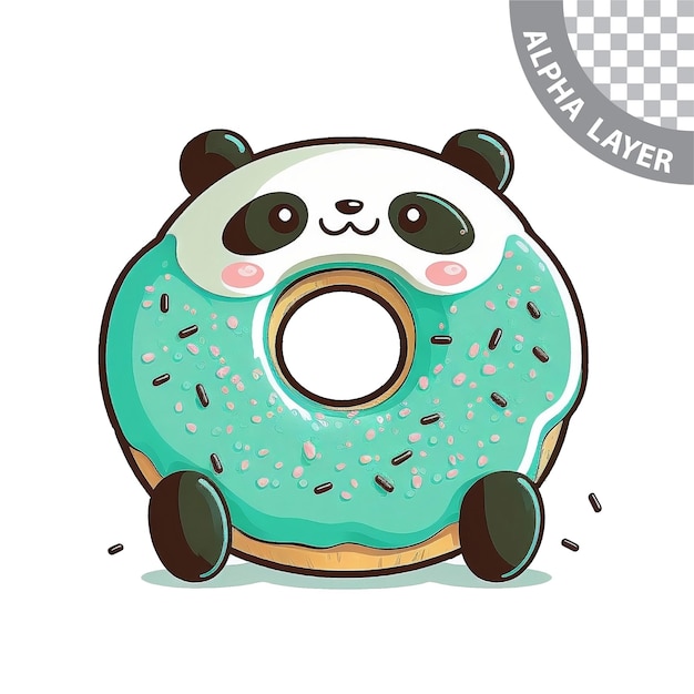 PSD kawaii panda-donut