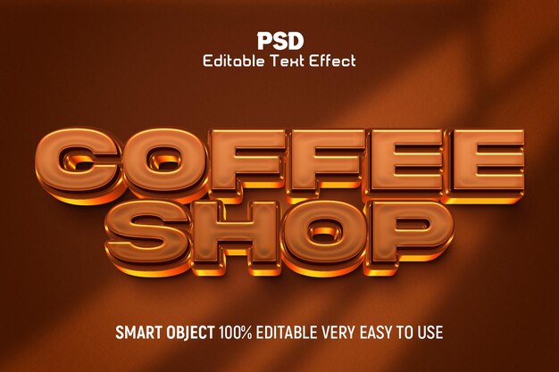 Kawiarnia 3D edytowalny efekt tekstowy