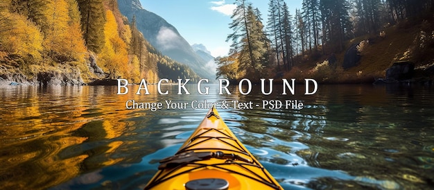 PSD kayak on alpine lake in fall