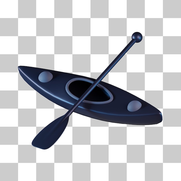 PSD kayak boat and paddle 3d icon