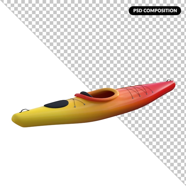 Un kayak isolato rendering 3d