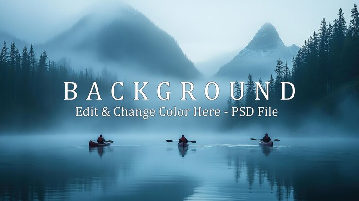 PSD 霧 の 中 で カヤック を 乗る