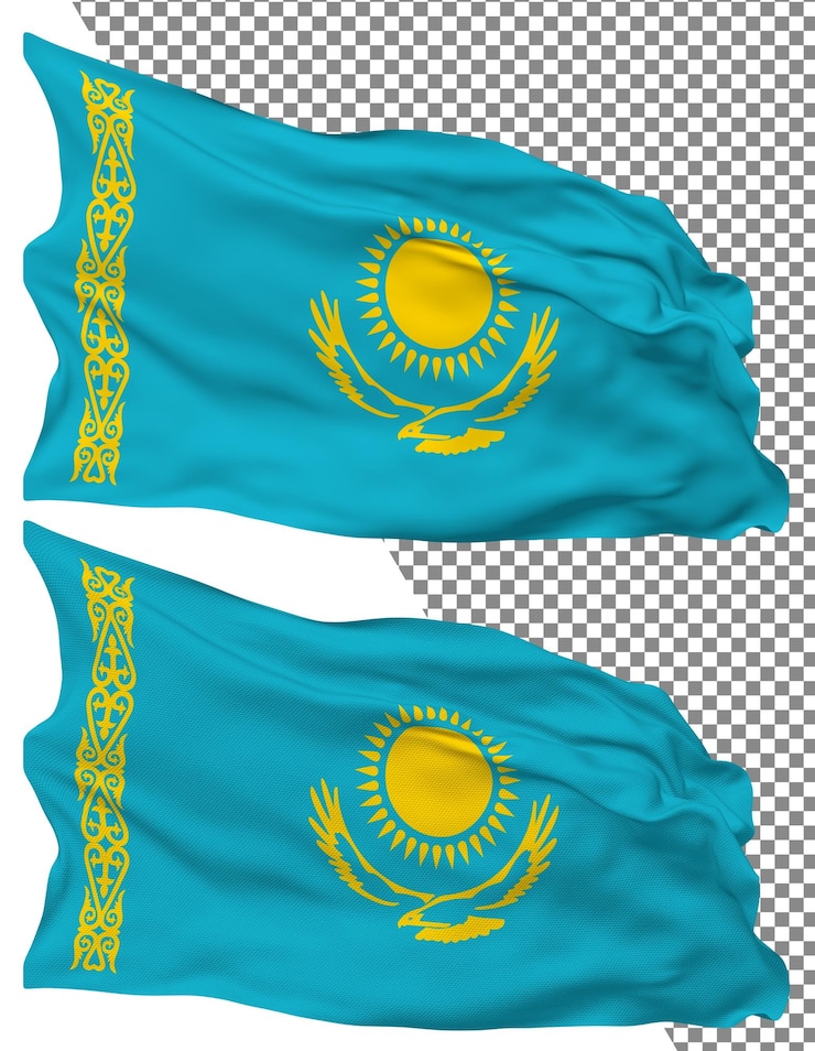 PSD флаг казахстана волна изолированная обычная текстура прозрачный фон 3d рендеринг