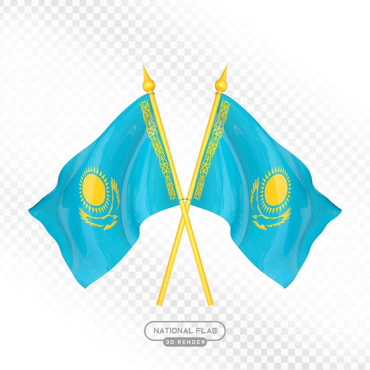 PSD национальный флаг казахстана 3d render