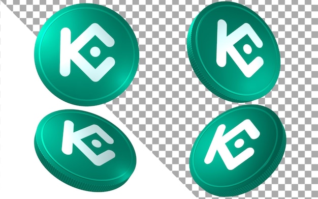 Kcs Kucoin 3d 렌더링 그림 동전 토큰 암호 화폐 로고 아이콘