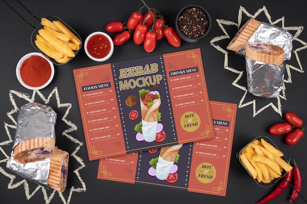 Design del mockup del menu di kebab