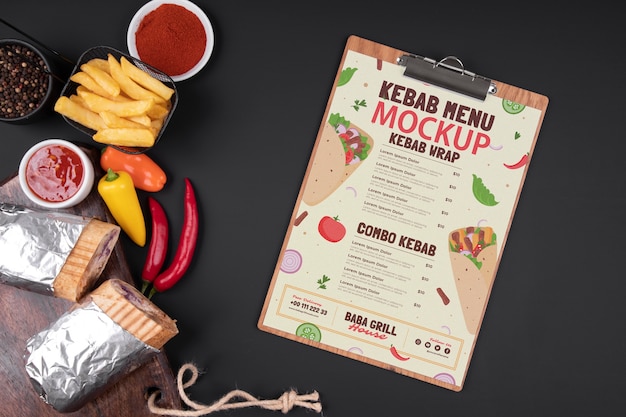 PSD kebab menu mockup ontwerp