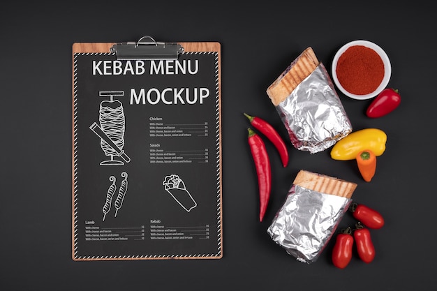 Kebab menu mockup ontwerp