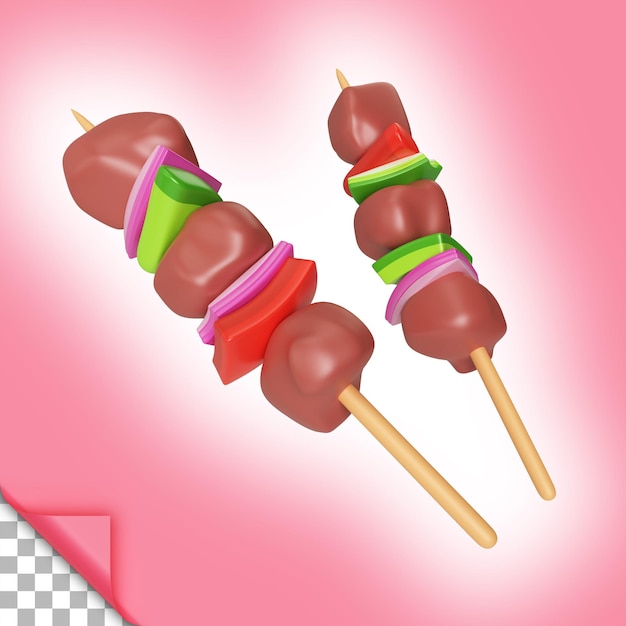 Kebab skewer 3d illustration icon