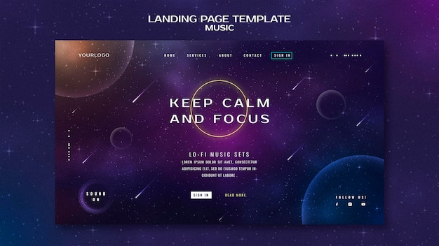 PSD keep calm and focus landing page