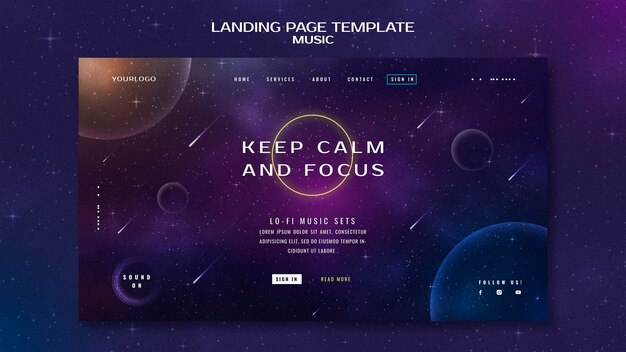 PSD keep calm and focus landing page