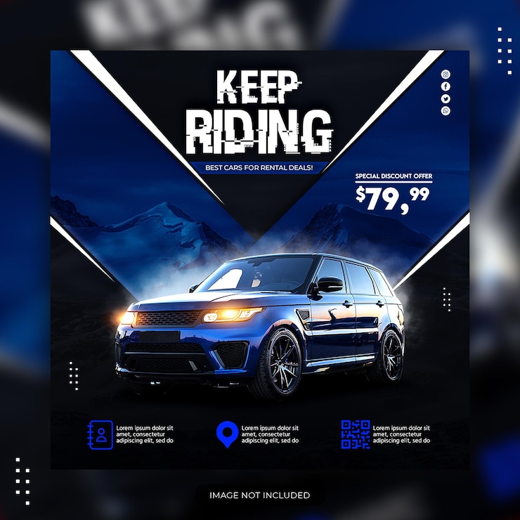 PSD keep riding rental car discount offer premium psd template