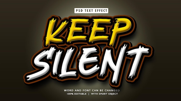 Keep silent 3d editable text style effect