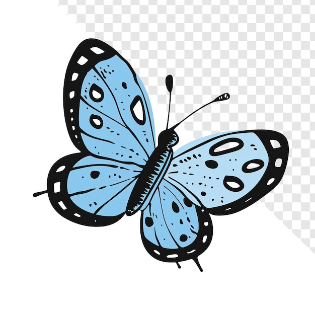 Keith Haring Stijl Sky Blue Butterfly Karakter Doodle