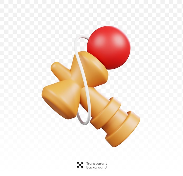 Kendama toy isolated symbols icons and culture of japan 3d rendering