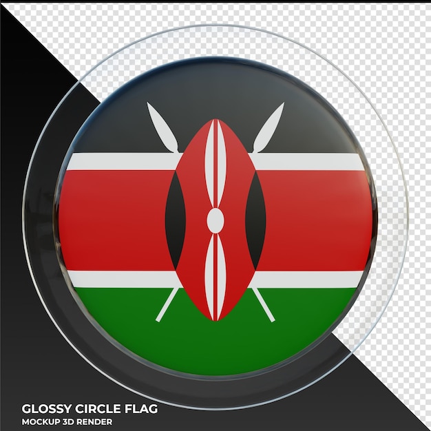 Kenia realistische 3d getextureerde glanzende cirkel vlag