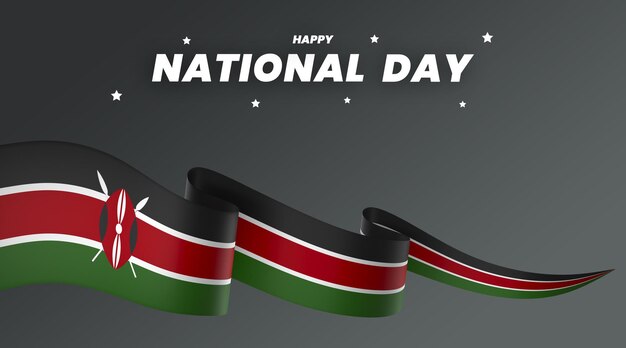 PSD kenya flag element design national independence day banner ribbon psd