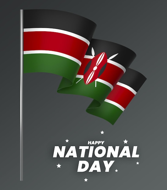 PSD kenya flag element design national independence day banner ribbon psd