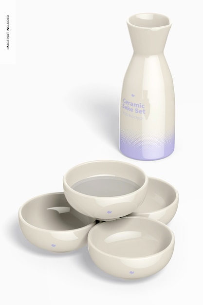 Keramische Sake Set Mockup, Perspectief