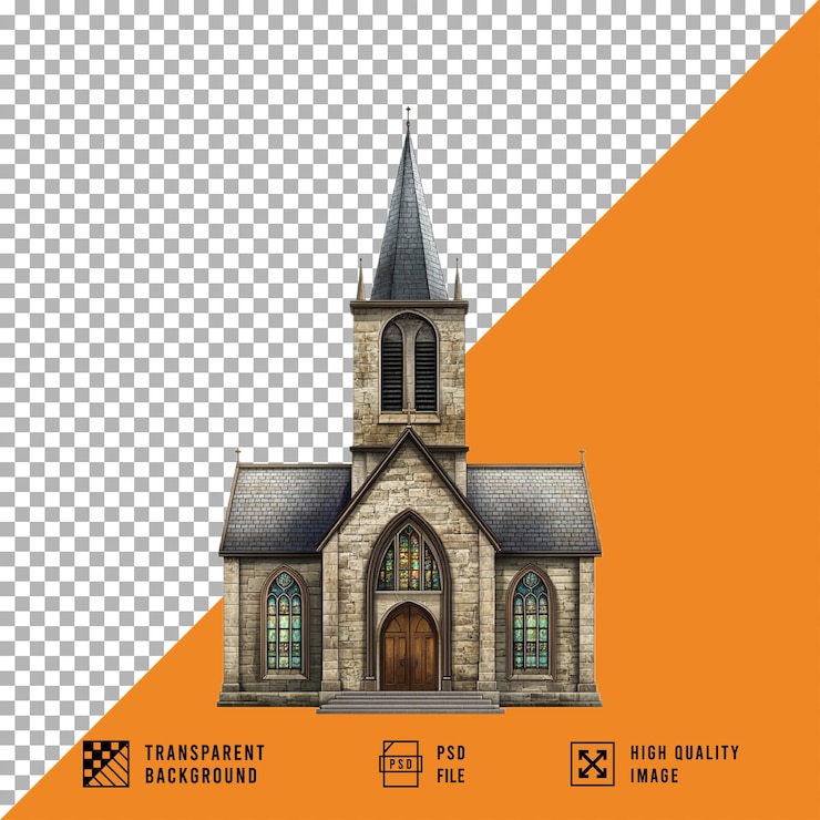 PSD kerk op een doorzichtige achtergrond