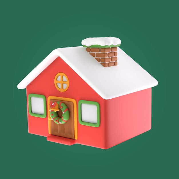 PSD kerst 3d huis illustratie