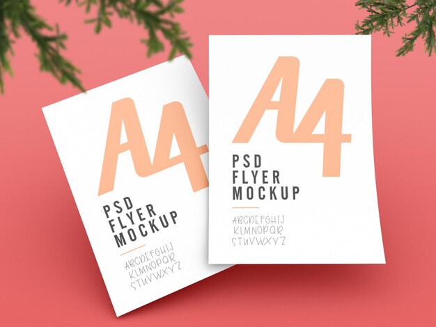 Kerst a4 flyer psd mockup