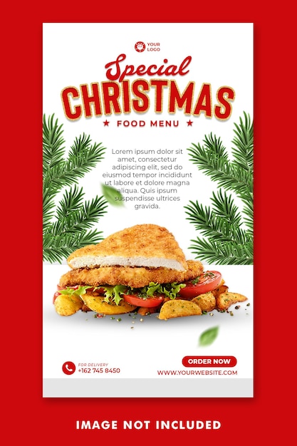 Kerst burger eten menu social media post instagram verhalen sjabloon