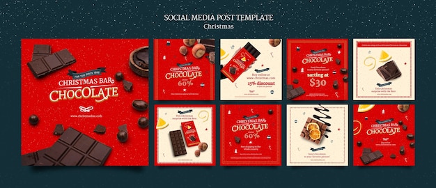 PSD kerst chocolade instagram posts set