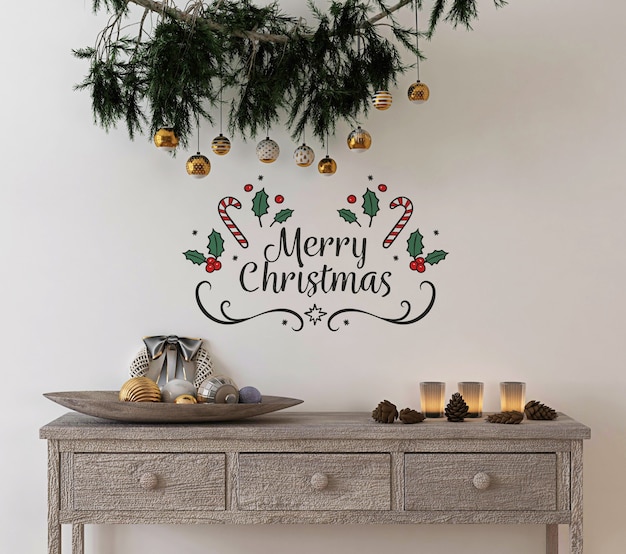 Kerst concept decoratie met mockup muur