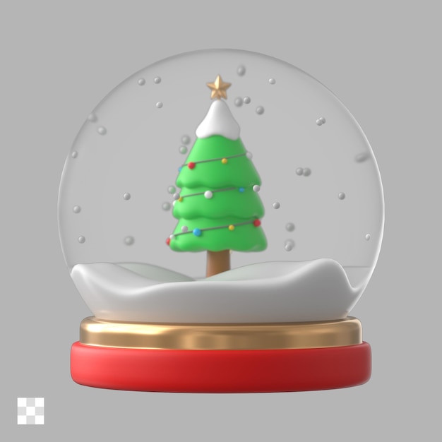 Kerst glazen koepel globe met boom 3d icoon