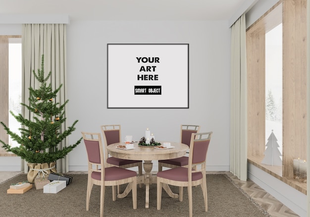 Kerst interieur met frame mockup