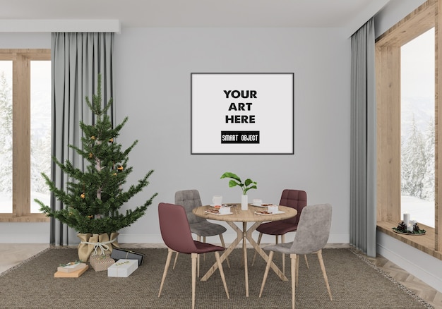 Kerst interieur met frame mockup